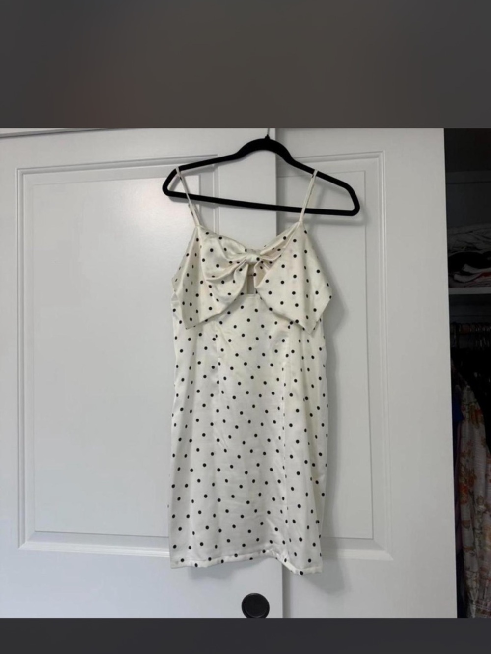 wild fable Cream Polka Dot Slip Dress with Front Bow